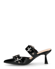 HADIYA - sabot a punta in vernice nera con fibbie in argento