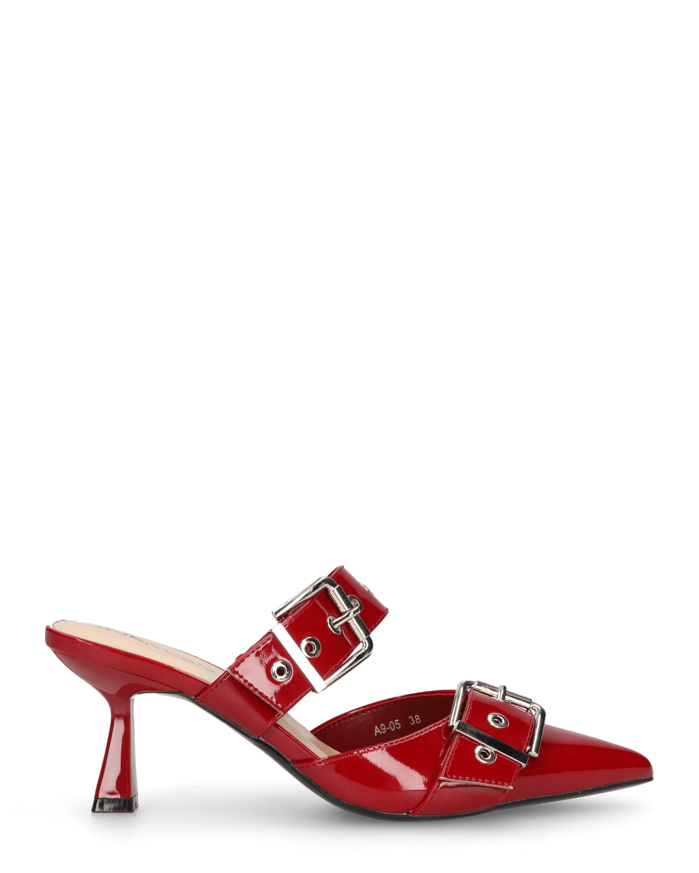 HADIYA Sabot A Punta In Vernice Borgogna Con Fibbie In Argento hadiya-sabot-a-punta-in-vernice-borgogna-con-fibbie-in-argento