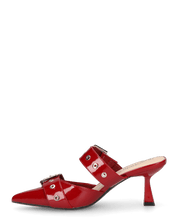 HADIYA - sabot a punta in vernice borgogna con fibbie in argento