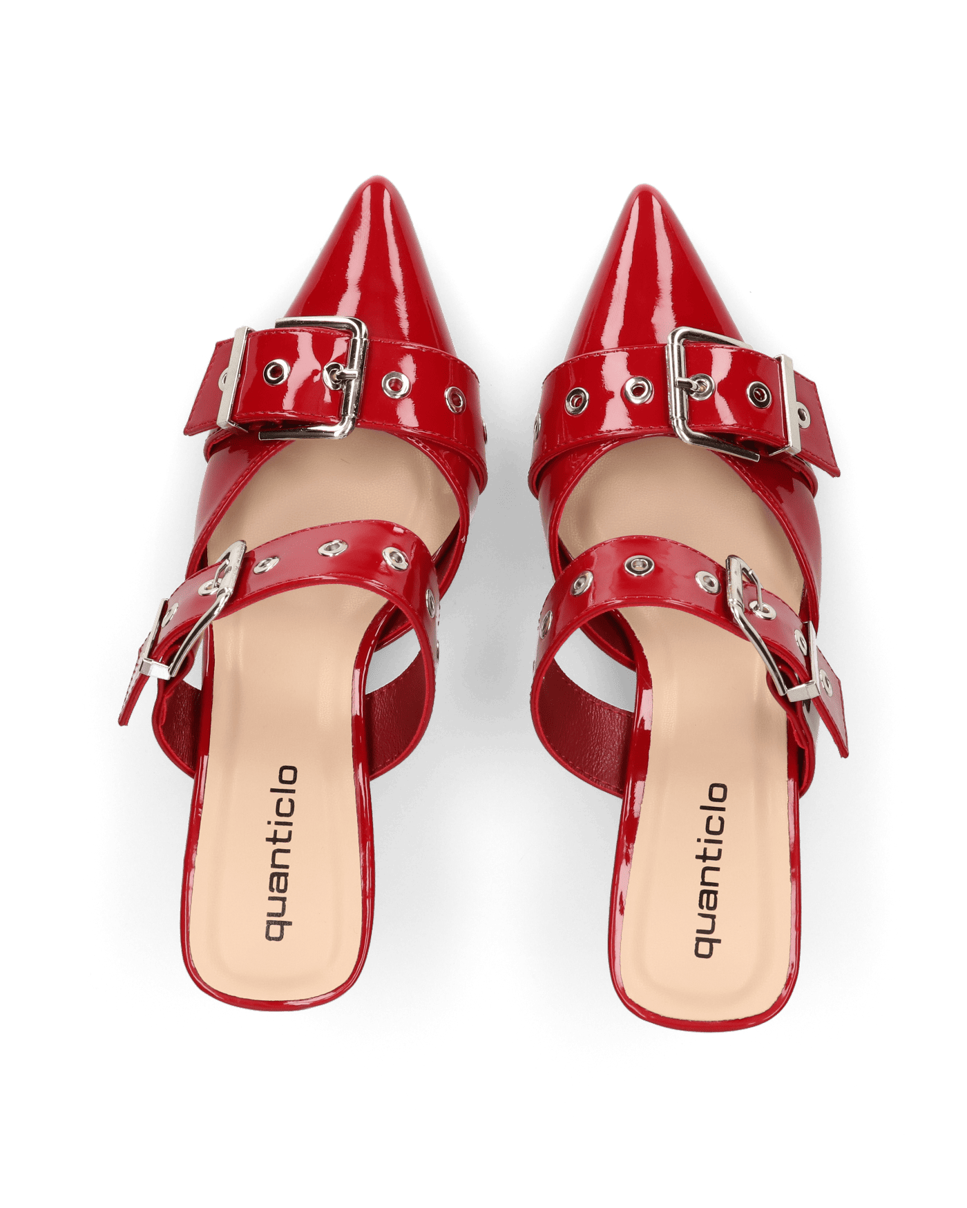 HADIYA - sabot a punta in vernice borgogna con fibbie in argento