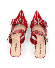 HADIYA - sabot a punta in vernice borgogna con fibbie in argento