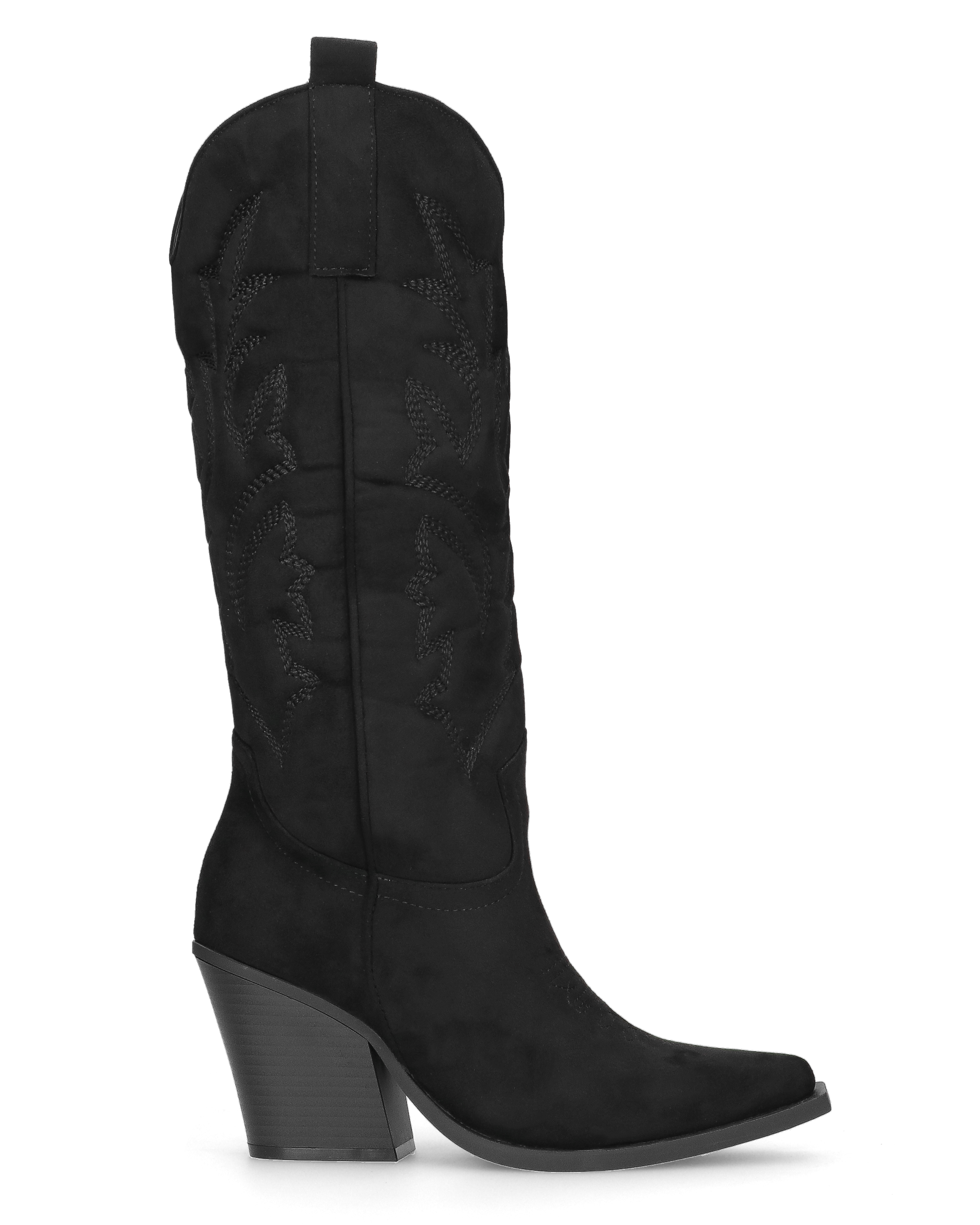 HALA - stivale camperos texano con tacco in camoscio nero