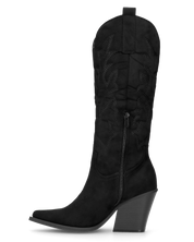 HALA - stivale camperos texano con tacco in camoscio nero