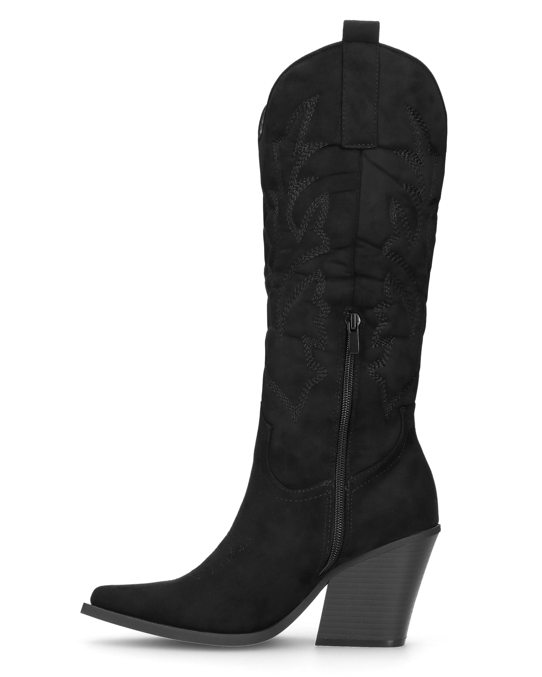 HALA - stivale camperos texano con tacco in camoscio nero