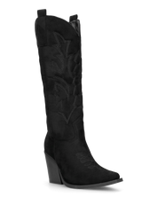 HALA - stivale camperos texano con tacco in camoscio nero