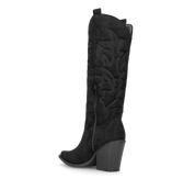 HALA - stivale camperos texano con tacco in camoscio nero