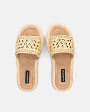 HARPER - ciabattine platform beige con borchie dorate