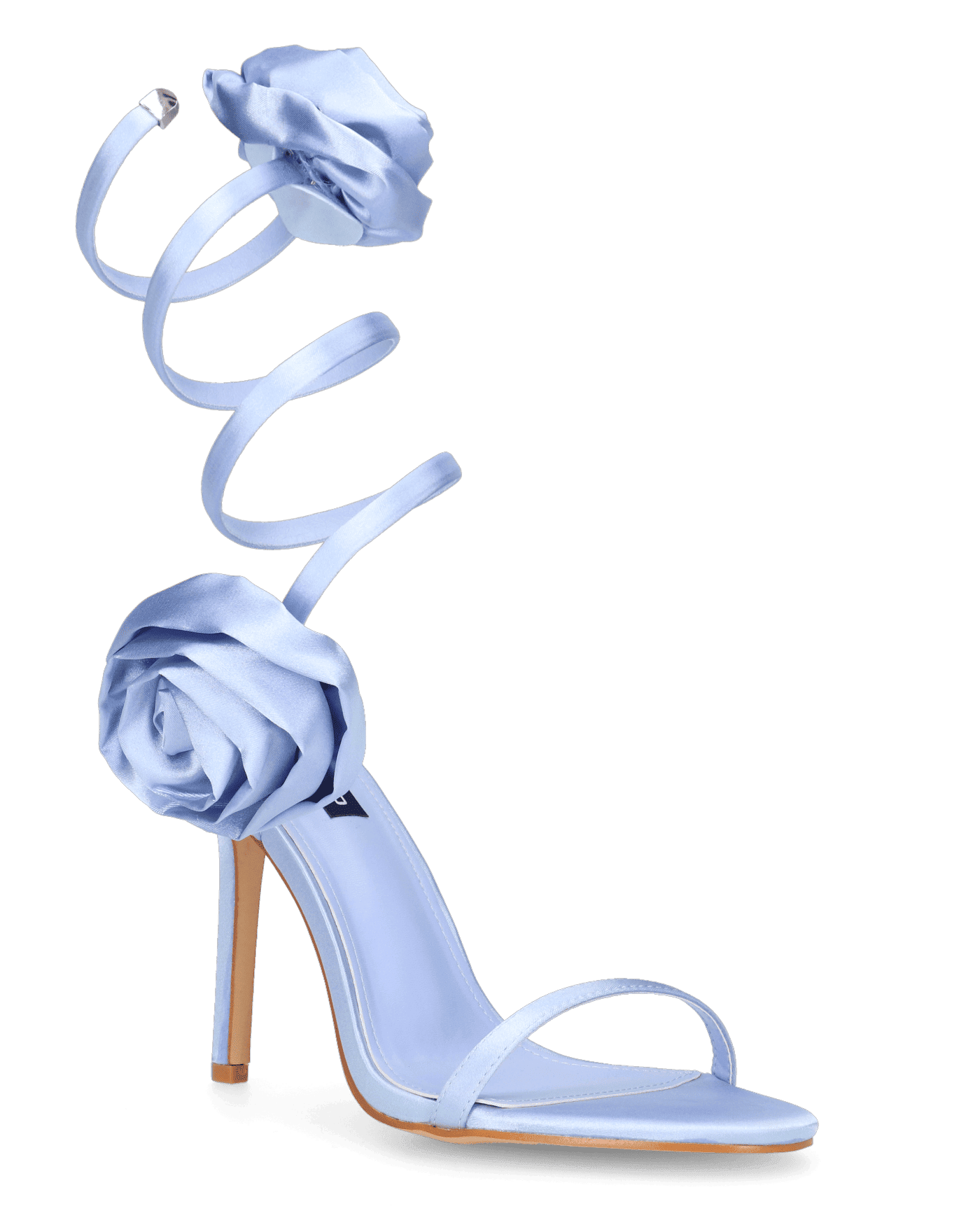 HETTY - sandali azzurri con tacco a spillo e spirale con rose
