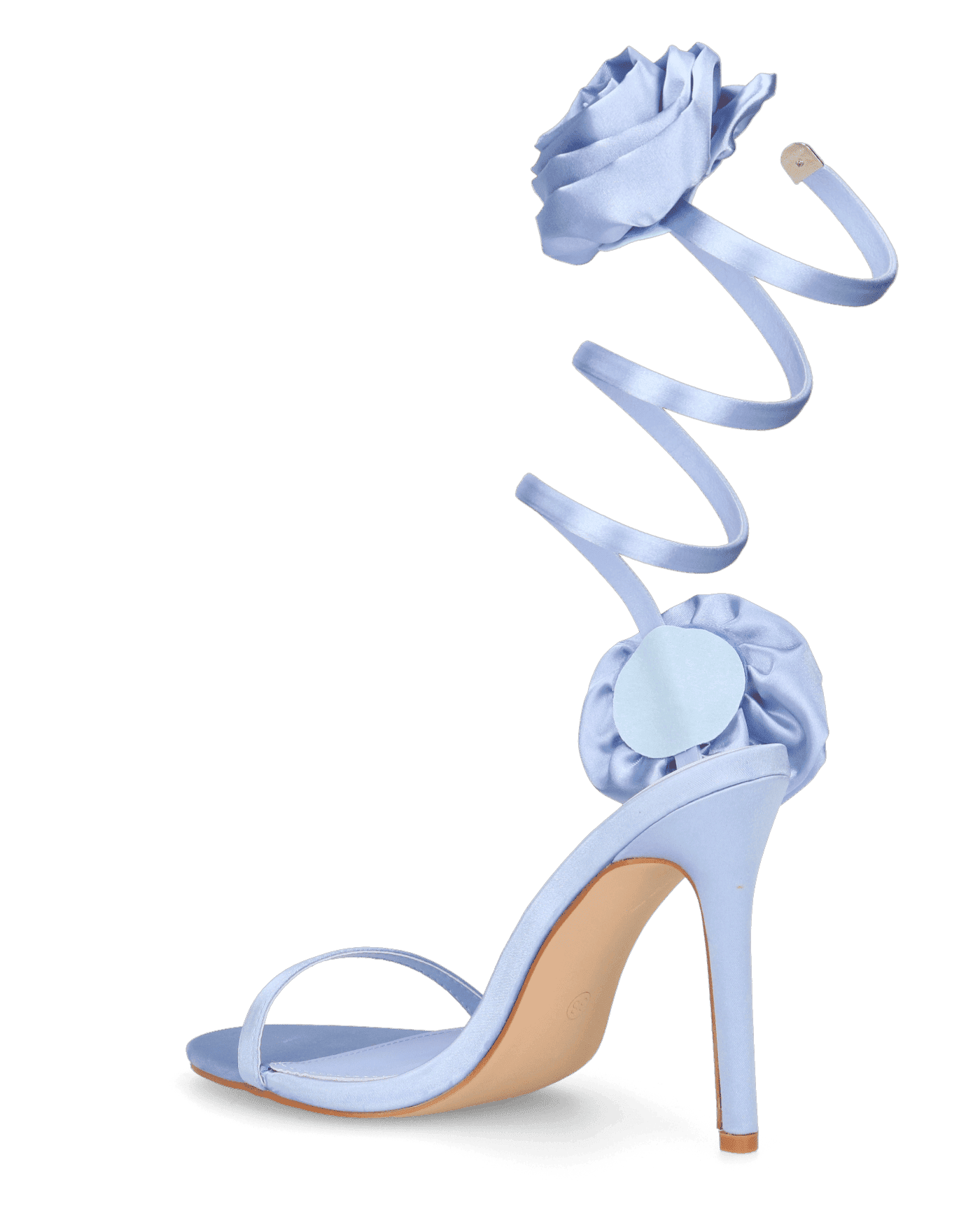 HETTY - sandali azzurri con tacco a spillo e spirale con rose