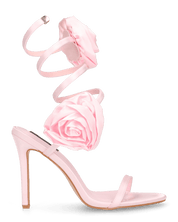 HETTY - sandali rosa con tacco a spillo e spirale con rose