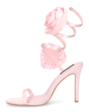 HETTY - sandali rosa con tacco a spillo e spirale con rose