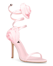 HETTY - sandali rosa con tacco a spillo e spirale con rose