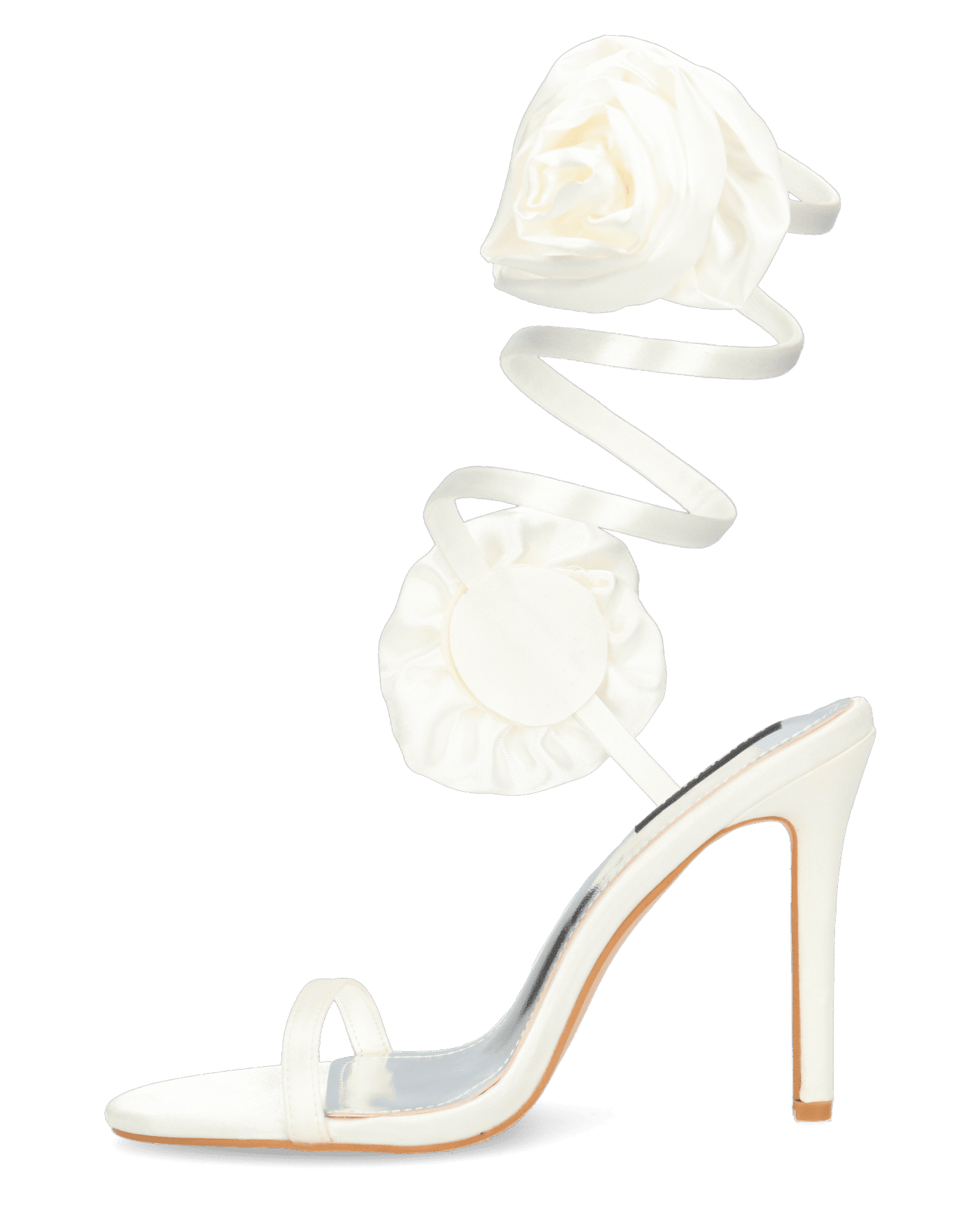 HETTY - sandali bianchi con tacco a spillo e spirale con rose