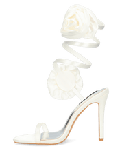 HETTY - sandali bianchi con tacco a spillo e spirale con rose