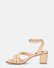 HIROE - sandales à talons et bride en éco-cuir beige