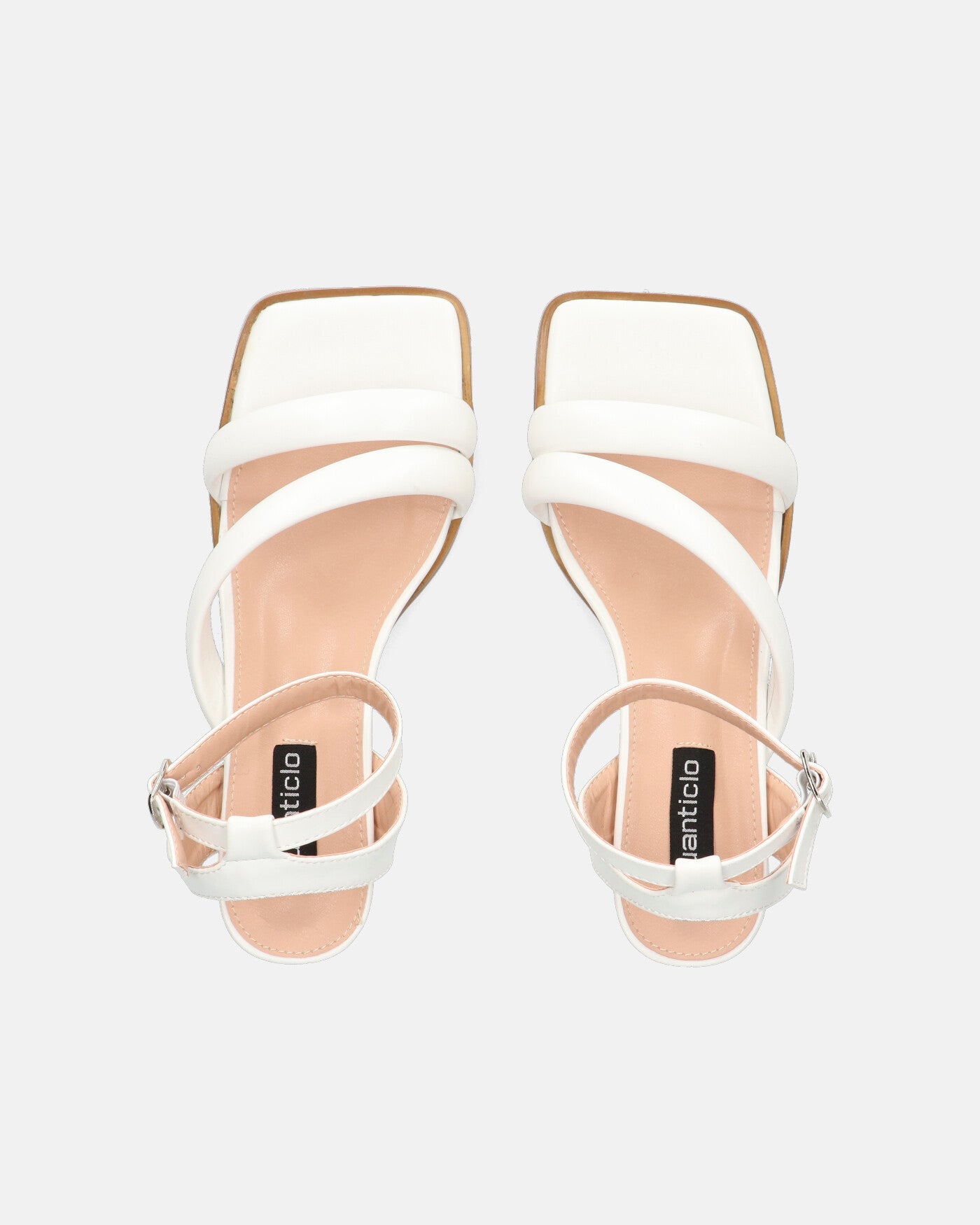 HIROE - sandali bianchi con tacco in ecopelle con cinturino