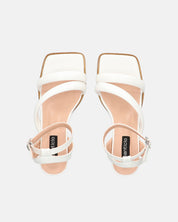 HIROE - sandali bianchi con tacco in ecopelle con cinturino