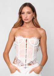 JULIET - top corpetto in pizzo bianco