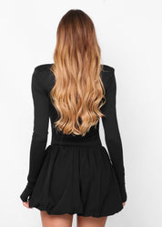 LIV - vestito mini nero con gonna a palloncino e scollo a goccia