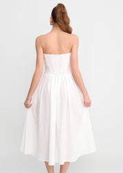 JADA - vestito midi a ruota bianco con corpetto senza spalline