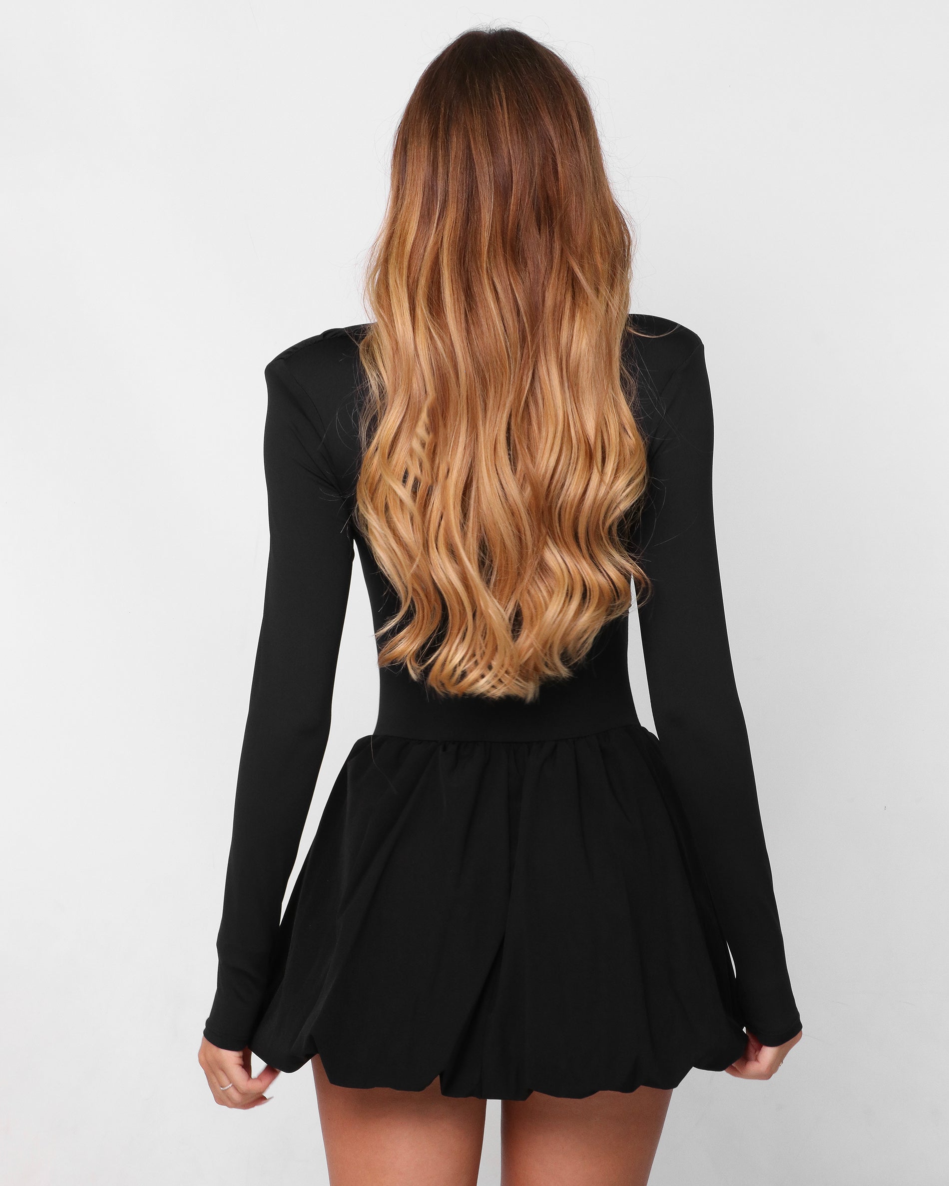 FREYA - vestito mini nero con gonna a palloncino