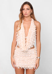 LOLA - set top + gonna in paillettes nude