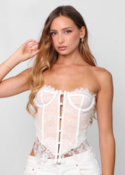 JULIET - top corpetto in pizzo bianco