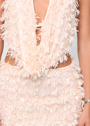 LOLA - set top + gonna in paillettes nude