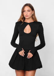 LIV - vestito mini nero con gonna a palloncino e scollo a goccia