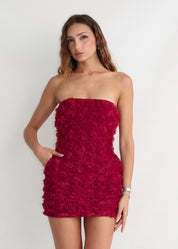 ROSIE - mini dress a fascia con applicazione rose