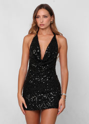 CARMEN - vestito mini in paillettes nere