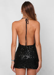 CARMEN - vestito mini in paillettes nere