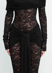 ABBEY - tuta intera in pizzo nero elegante