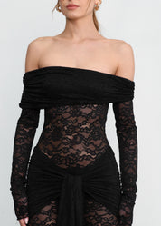 ABBEY - tuta intera in pizzo nero elegante