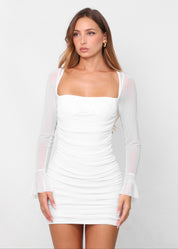 SAFIA - vestito mini bianco tessuto mesh