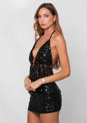 INES - set top + gonna in paillettes nere