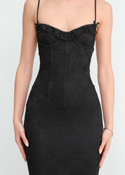 LOREN - vestito lungo con corpetto in pizzo nero