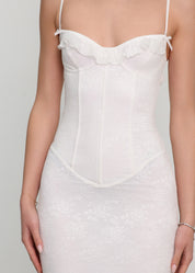 LOREN - vestito lungo con corpetto in pizzo bianco