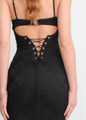 LOREN - vestito lungo con corpetto in pizzo nero