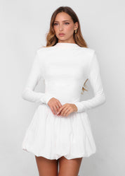 FREYA - vestito bianco mini con gonna a palloncino