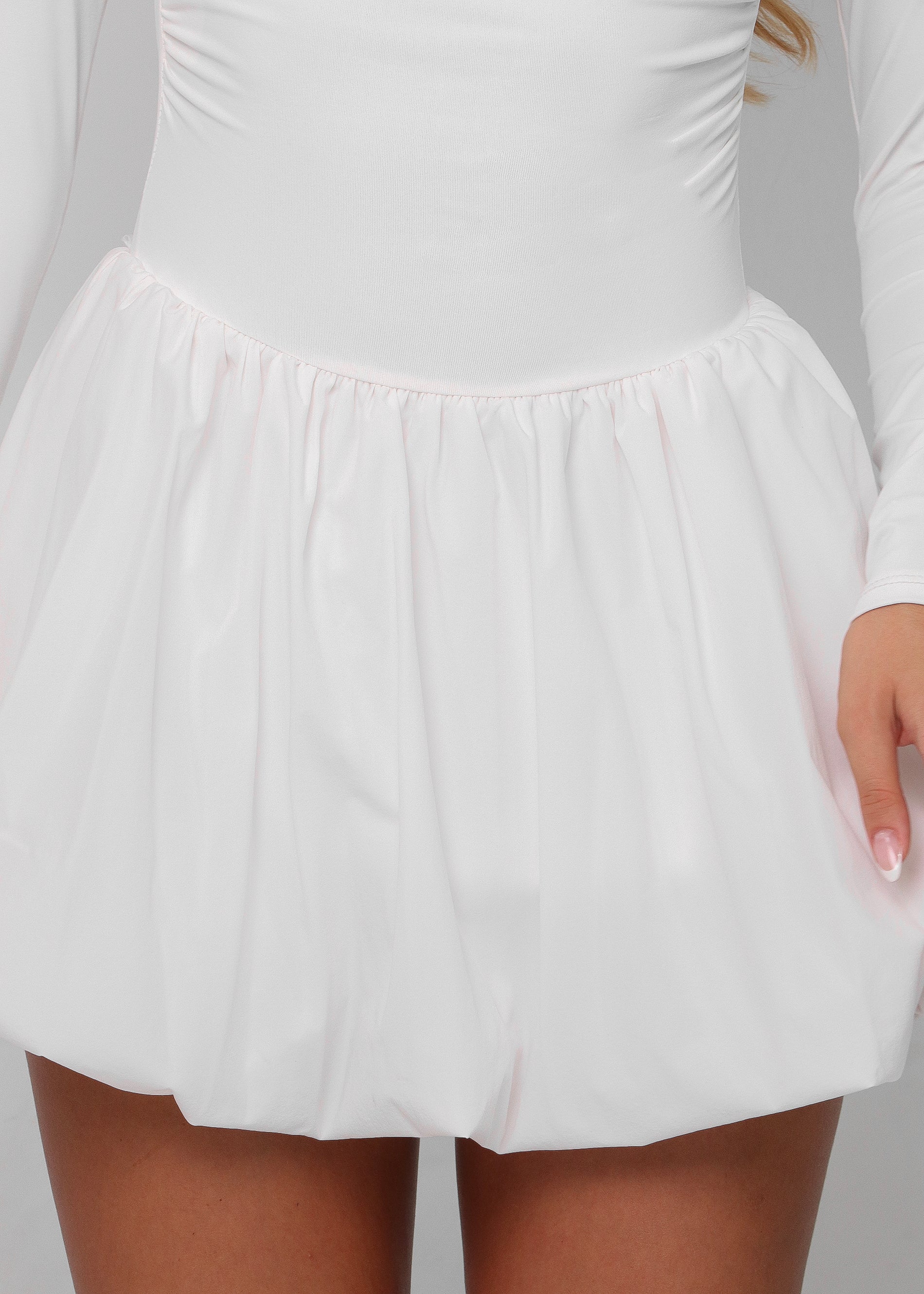 FREYA - vestito bianco mini con gonna a palloncino