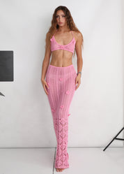 CRUSHY - co ordinato rosa in crochet con dettaglio rose