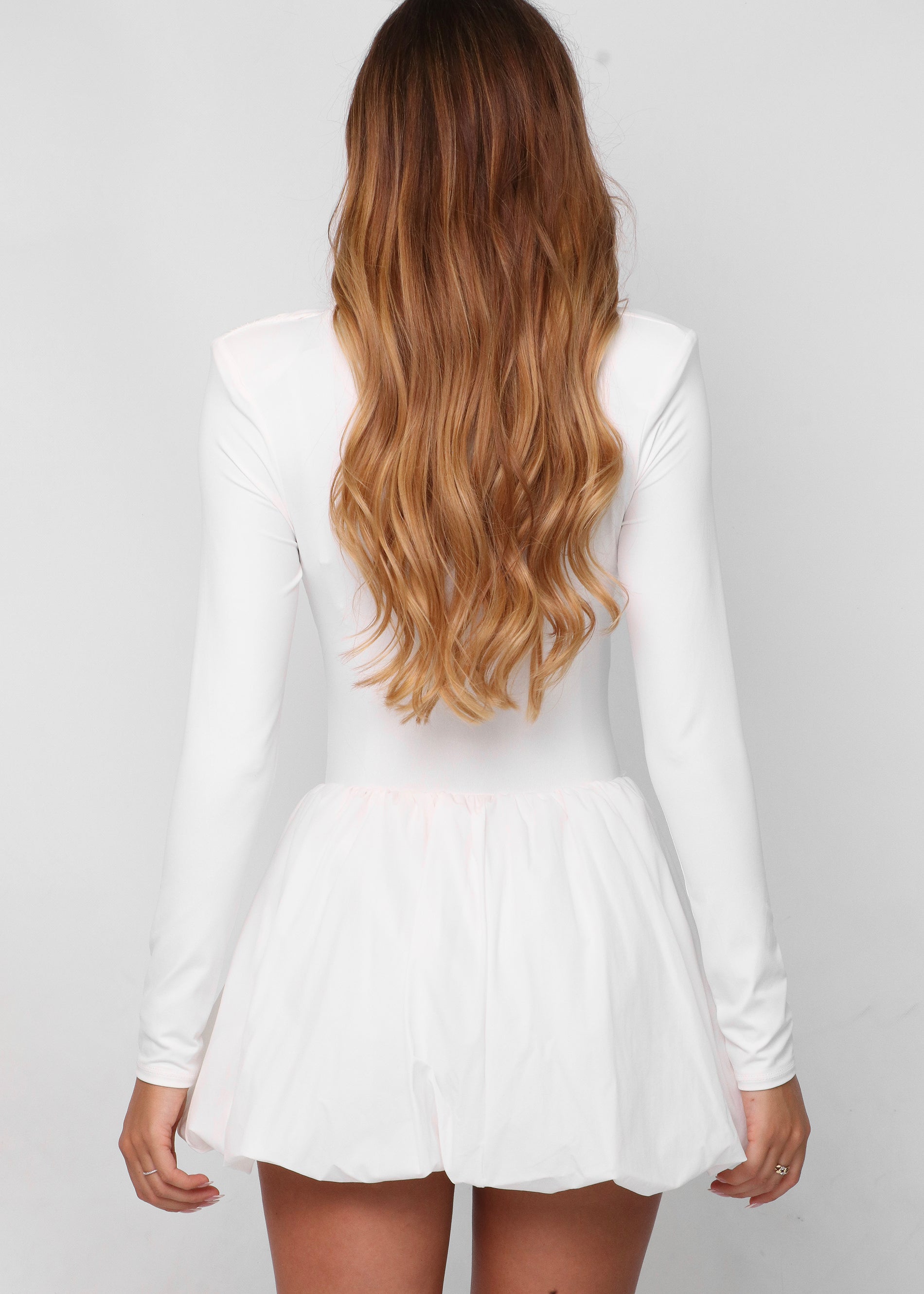 FREYA - vestito bianco mini con gonna a palloncino