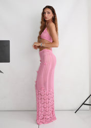 CRUSHY - co ordinato rosa in crochet con dettaglio rose