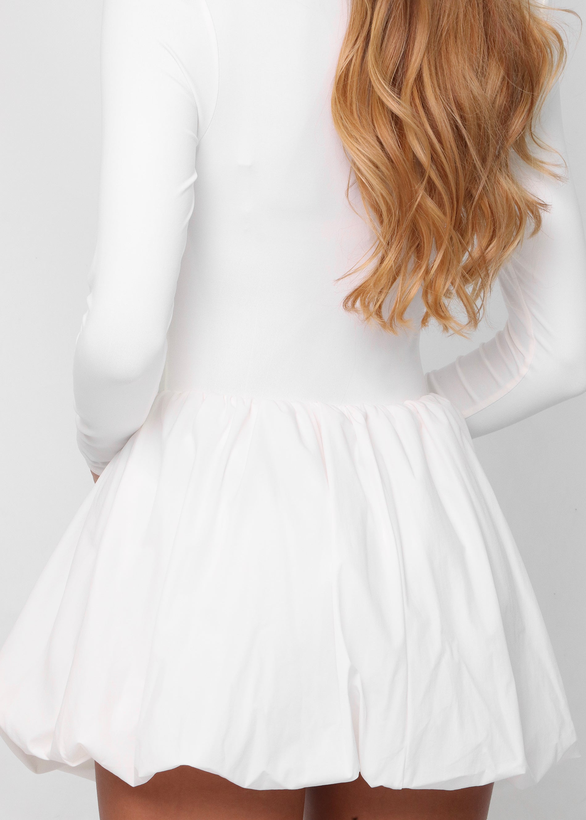 FREYA - vestito bianco mini con gonna a palloncino