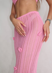 CRUSHY - co ordinato rosa in crochet con dettaglio rose