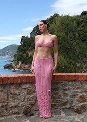CRUSHY - co ordinato rosa in crochet con dettaglio rose