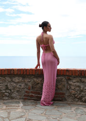 CRUSHY - co ordinato rosa in crochet con dettaglio rose
