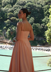 ISABEAU - vestito pesca midi a ruota con corpetto