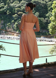 ISABEAU - vestito pesca midi a ruota con corpetto